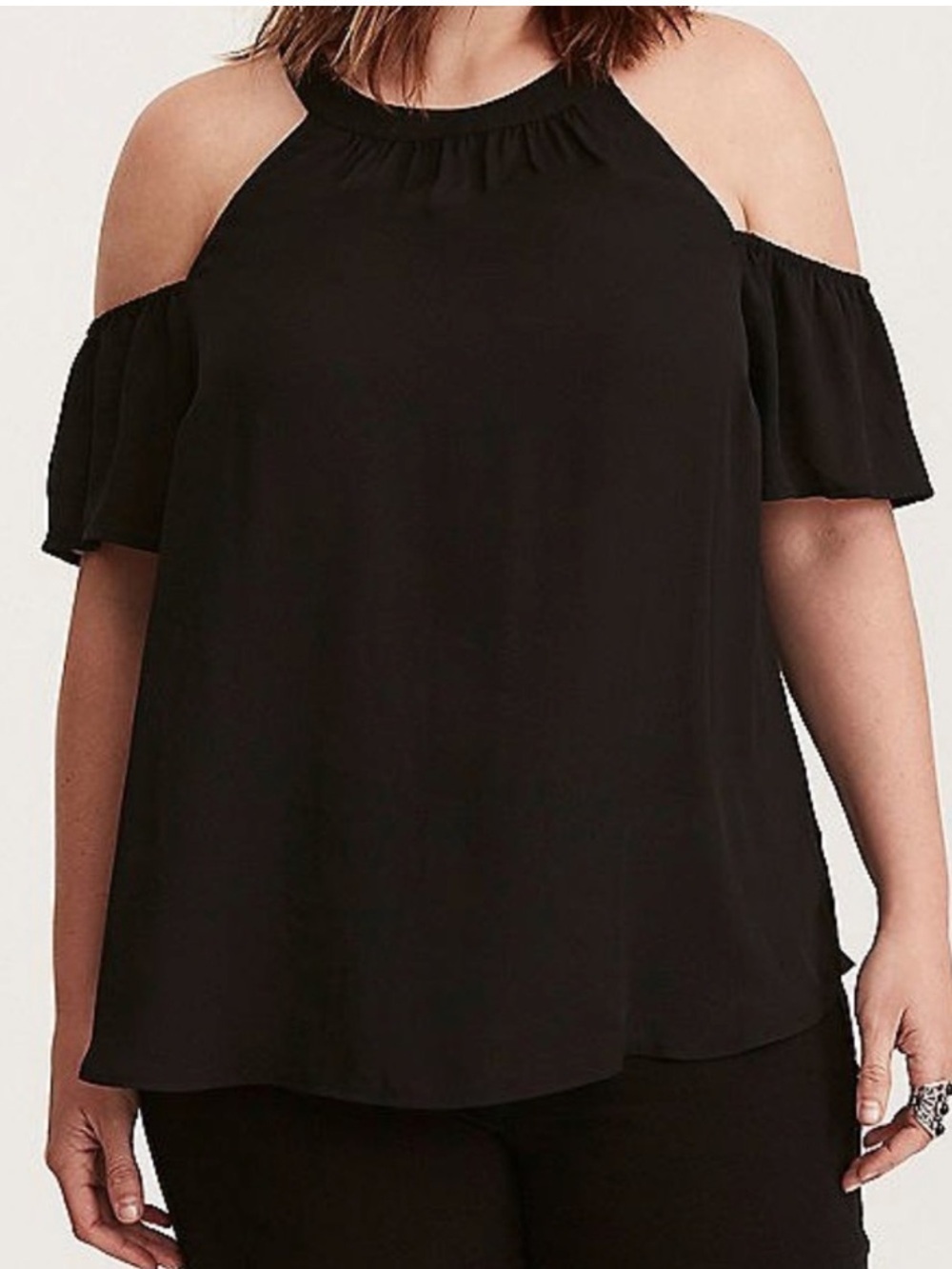 Torrid Black Georgette Cold Shoulder Top